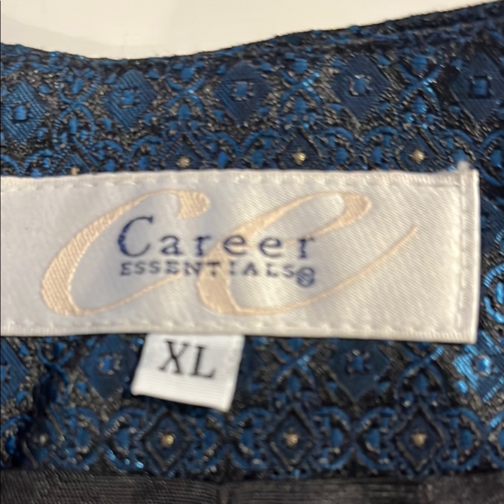 Vintage Career Essentials Blue Patterned Vest - B… - image 6